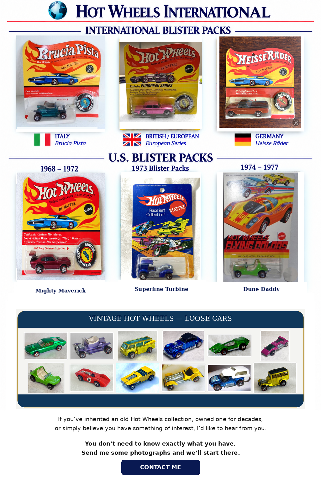 Hot Wheels International vintage blister packs and loose Hot Wheels cars